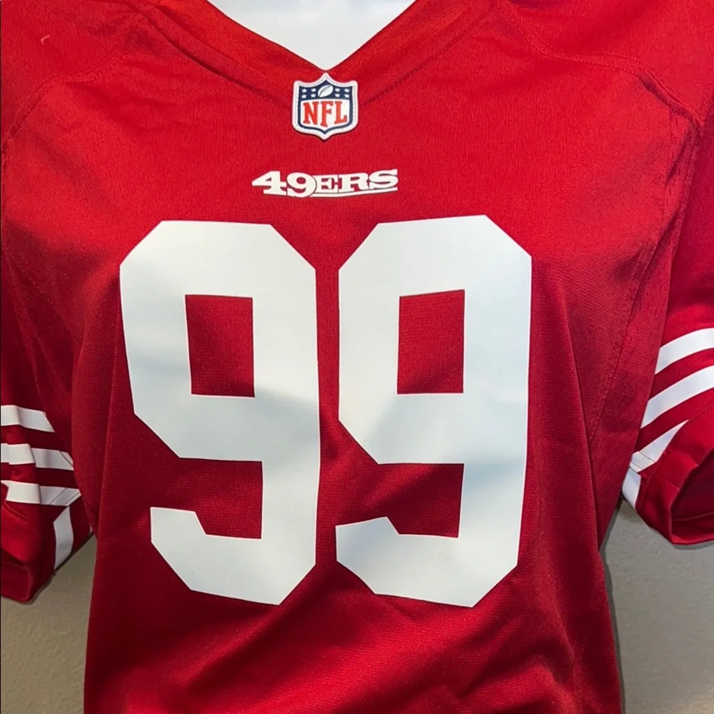 San Francisco 49ers Nike Jersey #99 Women’s Size XL Red White Oversized Top